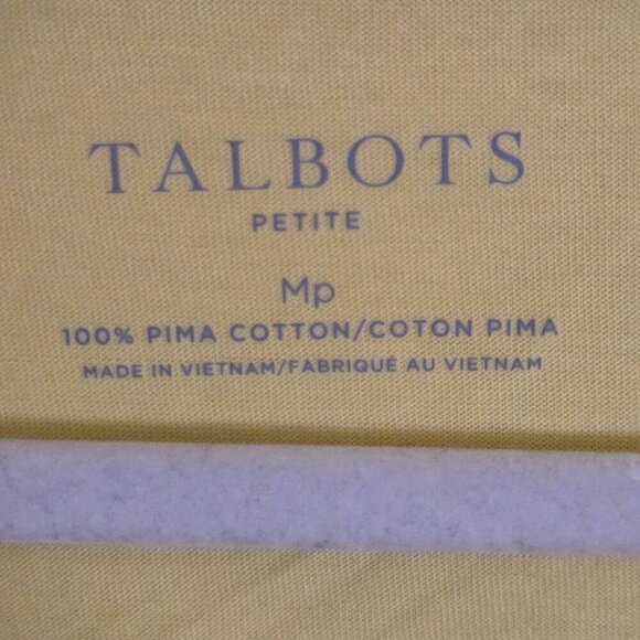 Talbots Yellow Scalloped Scoop Neck Pima Cotton Top Size Mp - Picture 4 of 4